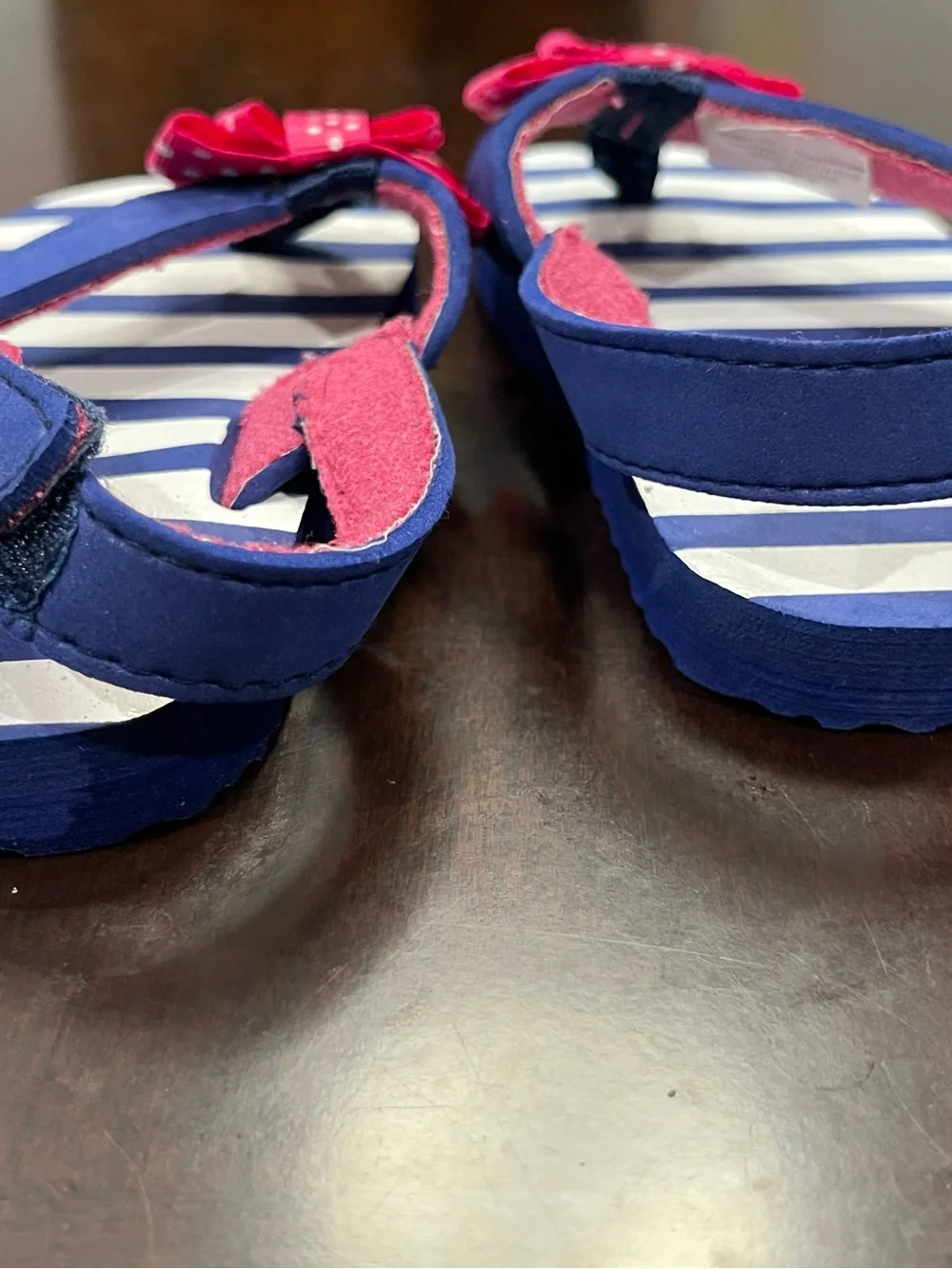 Toddler Navy and Hot Pink Bow Flip Flops
